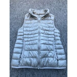 Uniqlo Vest Adult Medium Gray Jacket Puffer Down Quilted‎ Full Zip Outdoors *